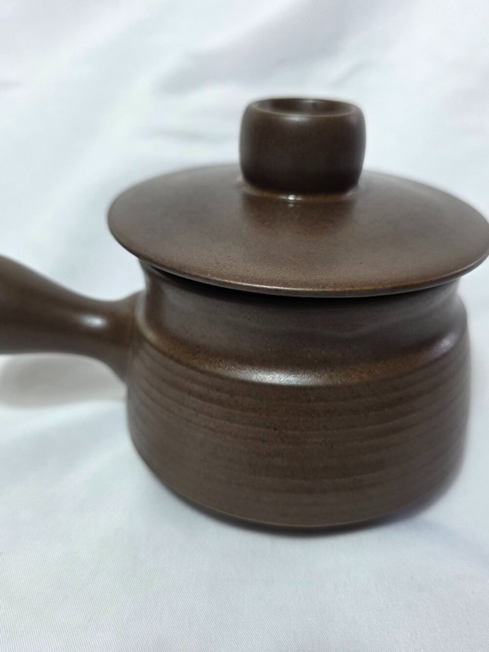 Denby Langley Mayflower Individual Casserole & Lid Brown with Stick Handle